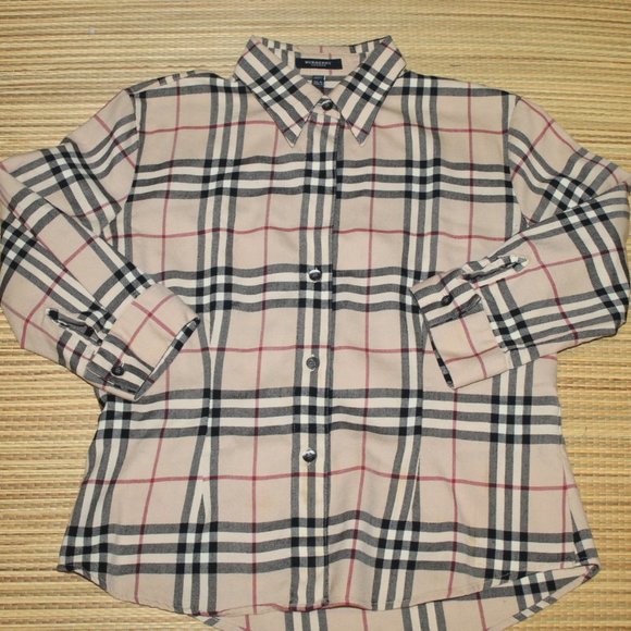 Burberry Tops - Burberry made in italy Stretch Wool Nova Check Shirt Blouse Top